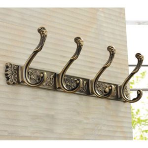 Antique Bronze 4-Hooks Brass Robe Hooks