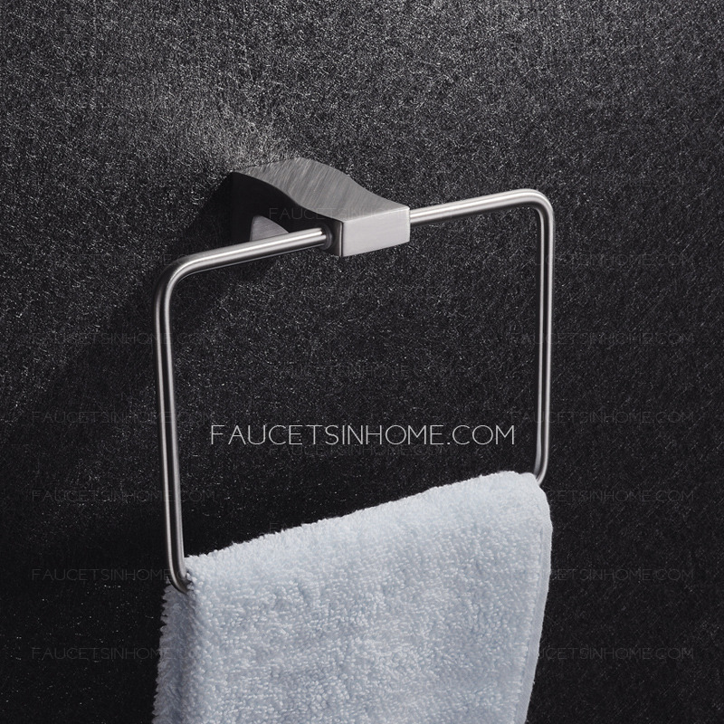 Square Shaped Stainless Steel Brushed Nickel Towel Rings