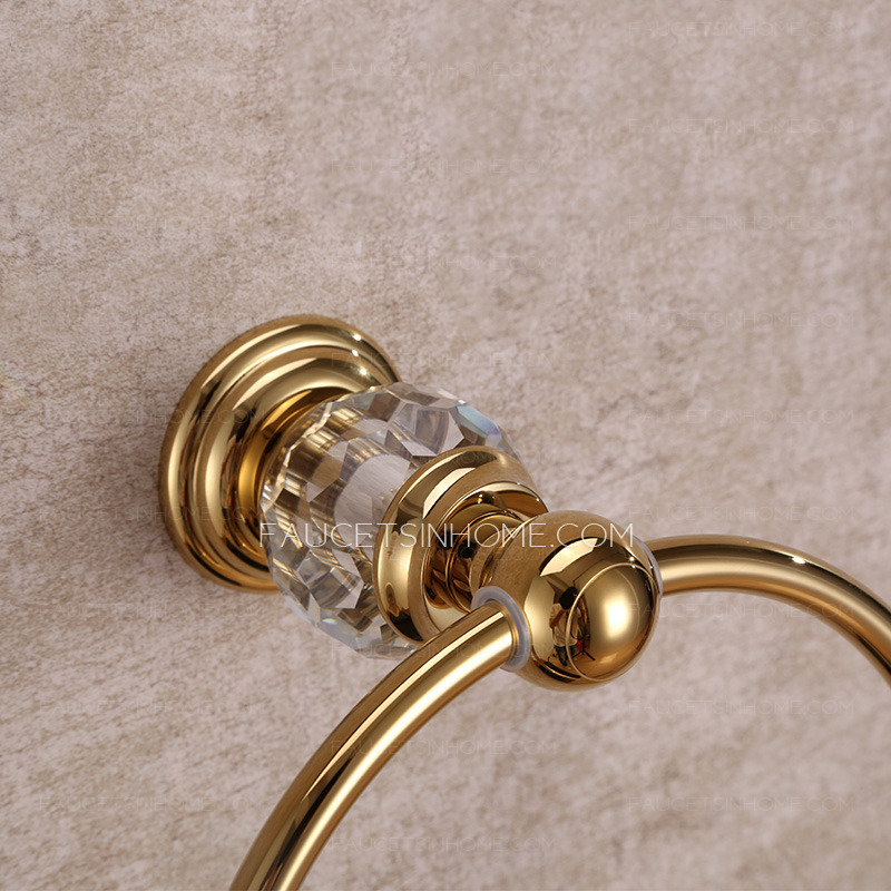 Luxury Brass Crystal Towel Rings Wall Mount
