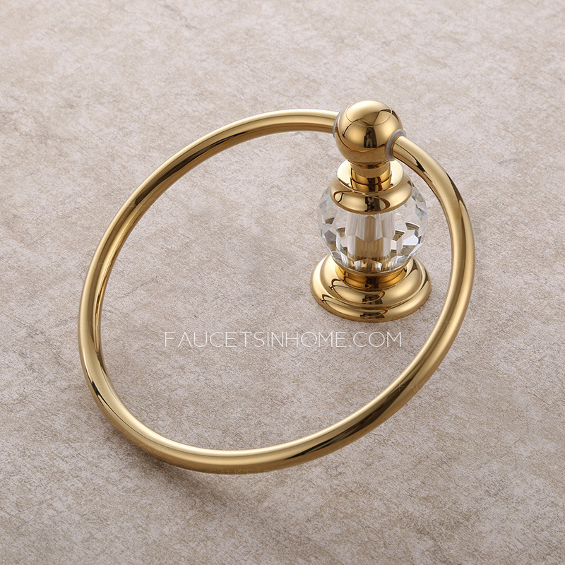 Luxury Brass Crystal Towel Rings Wall Mount