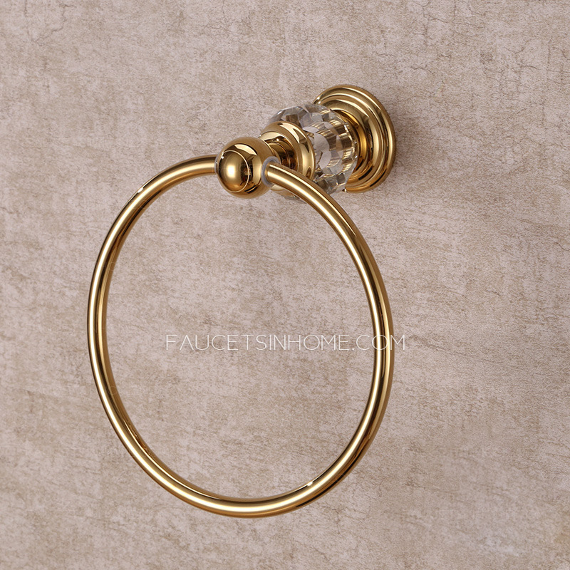 Luxury Brass Crystal Towel Rings Wall Mount