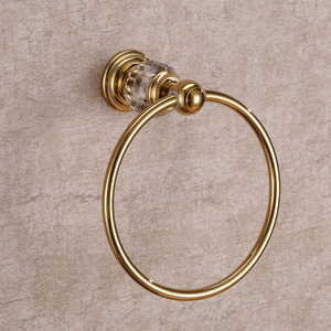 Luxury Brass Crystal Towel Rings Wall Mount