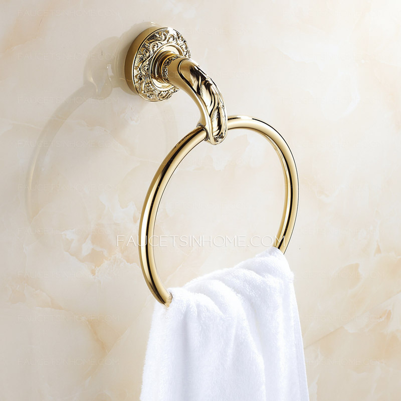 Vintage Polished Brass Gold Towel Rings