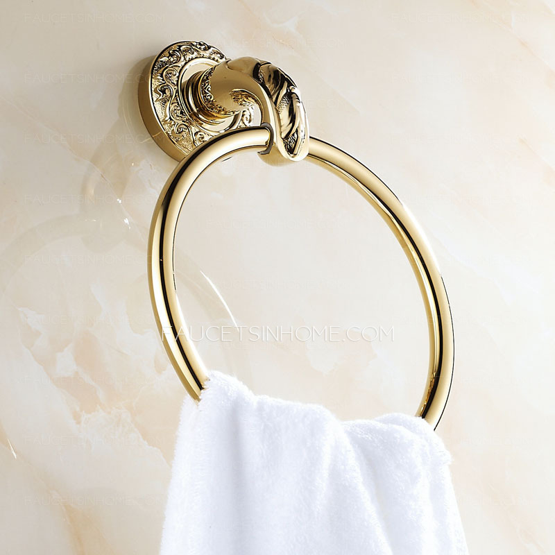 Vintage Polished Brass Gold Towel Rings