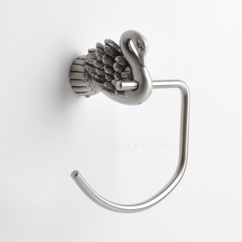 Designer Chrome Swan Patterned Towel Rings