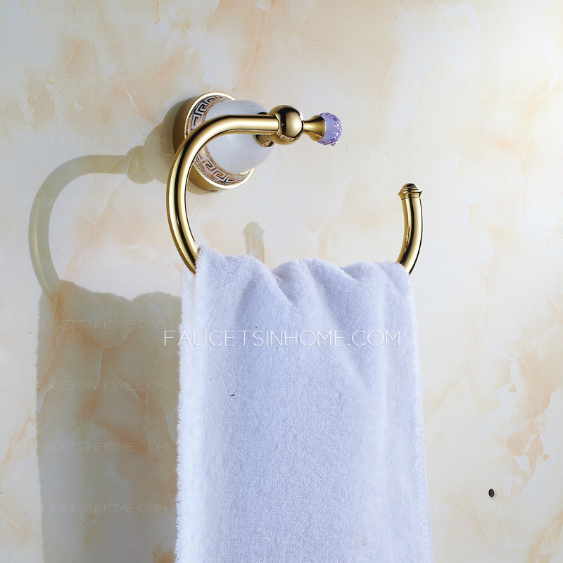 Thick Brass Gold Metal Ceramic Towel Rings