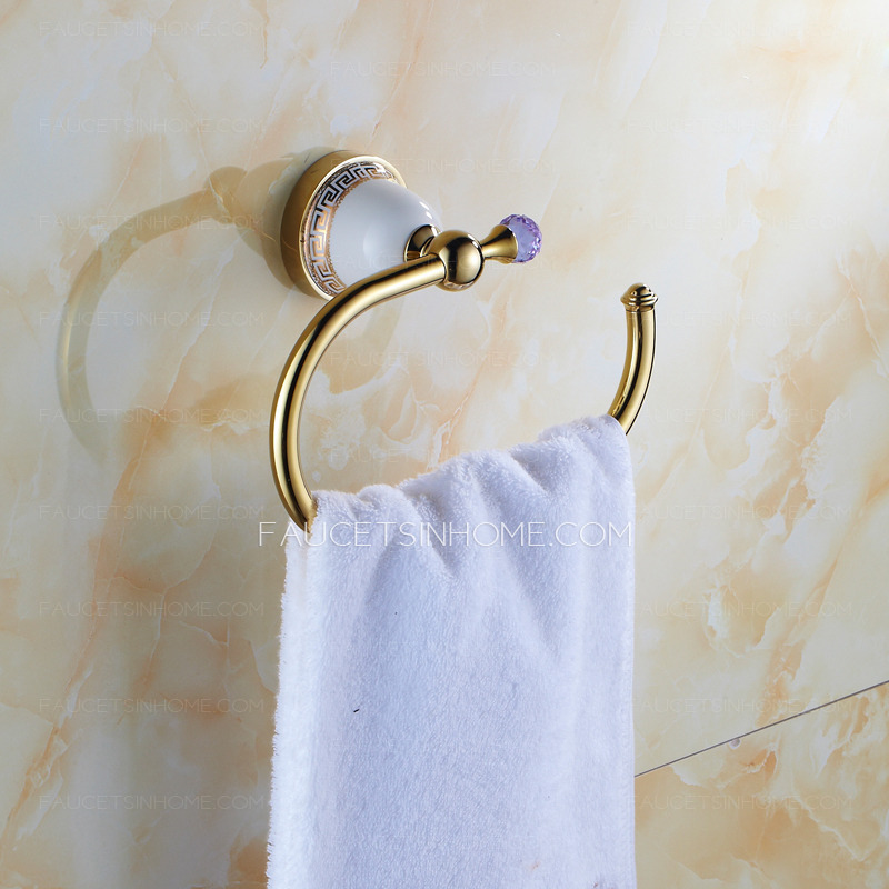 Thick Brass Gold Metal Ceramic Towel Rings