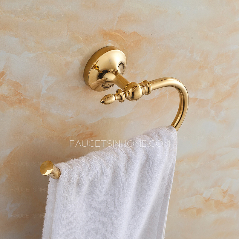 Bright Gold Brass Roll Towel Rings For Bathroom
