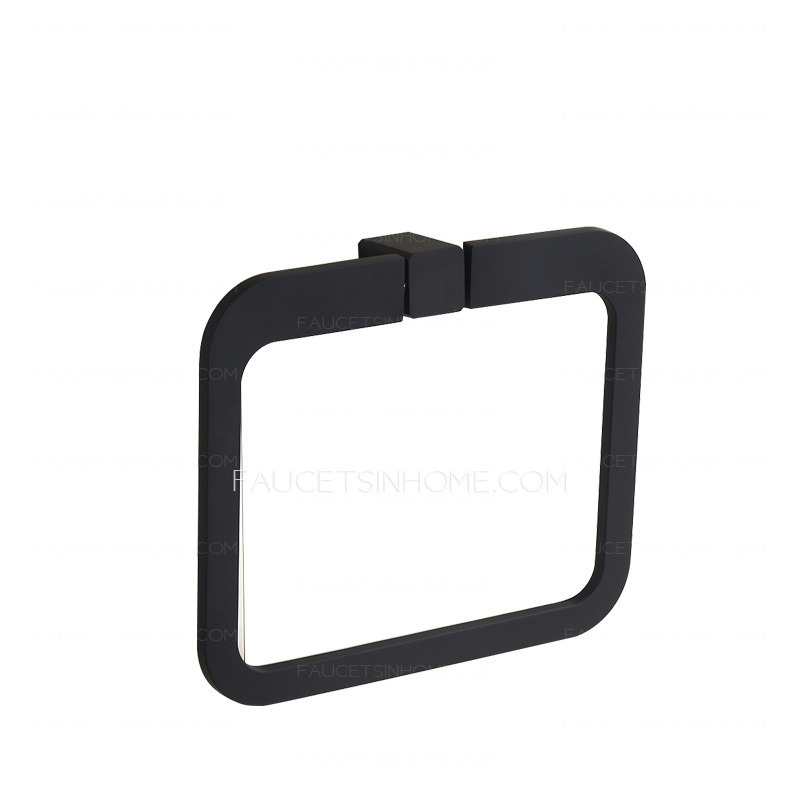 Simple Black Square Shaped Painting Bathroom Towel Rings