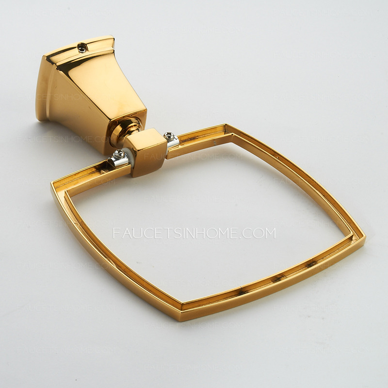 Shiny Gold Stainless Steel Towel Rings For Bathroom