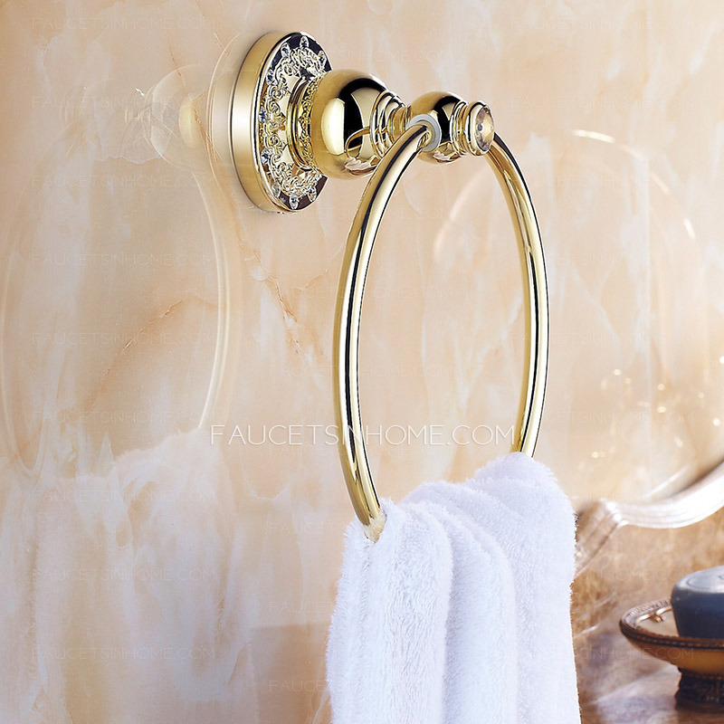 Antique Polished Brass Gold Metal Towel Rings