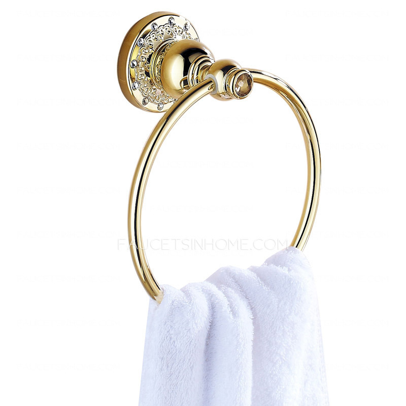 Antique Polished Brass Gold Metal Towel Rings