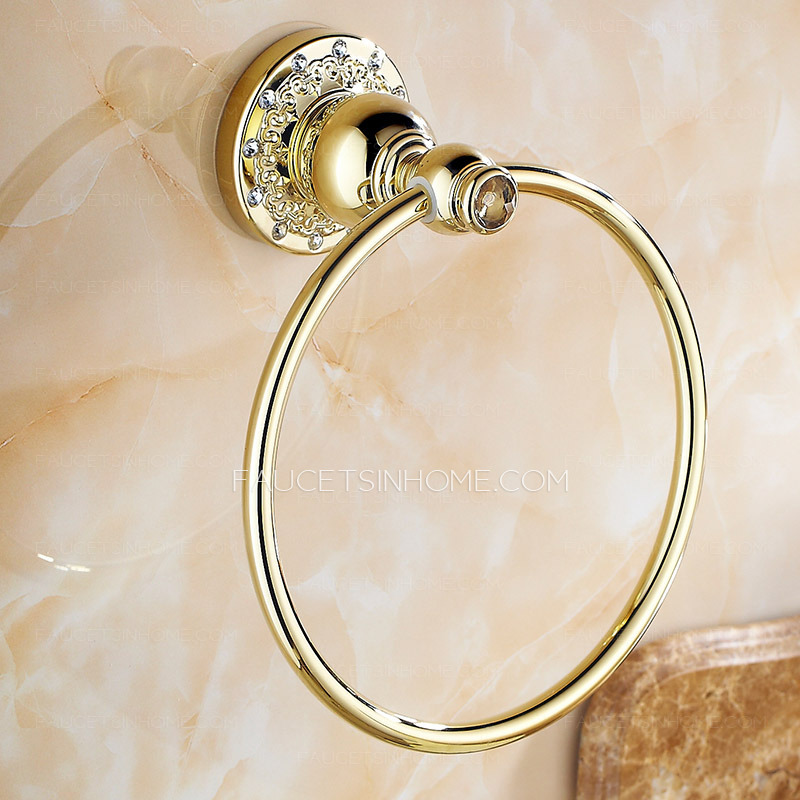 Antique Polished Brass Gold Metal Towel Rings