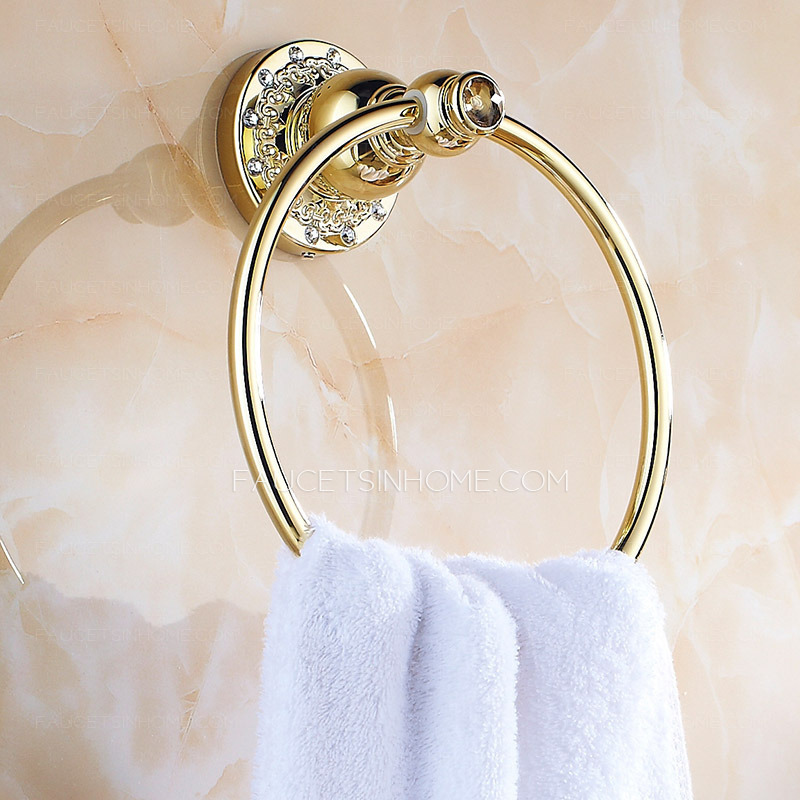 Antique Polished Brass Gold Metal Towel Rings