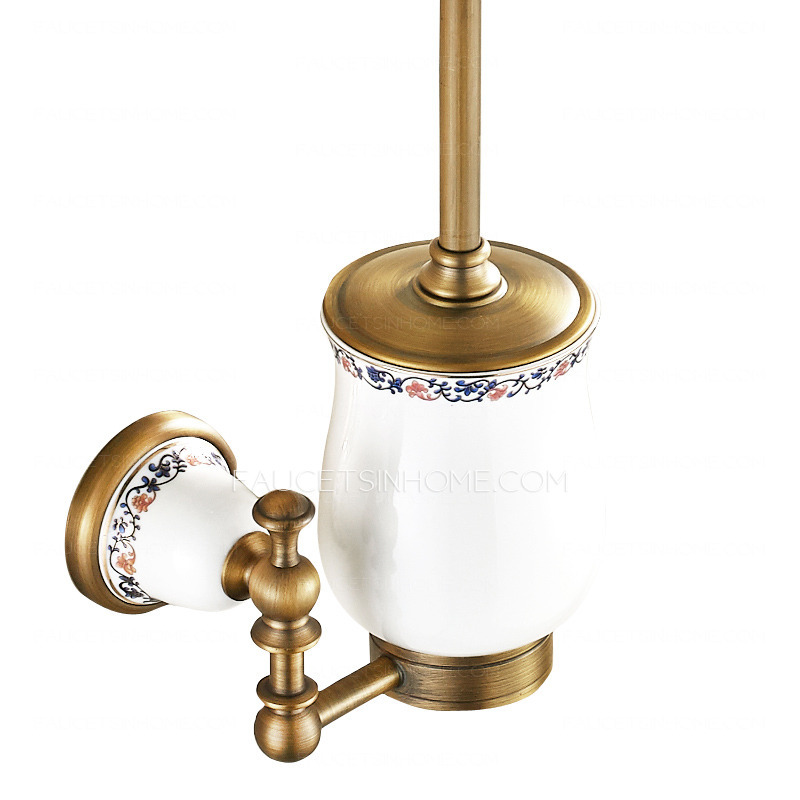 American Style Antique Brass Toilet Brush Holder