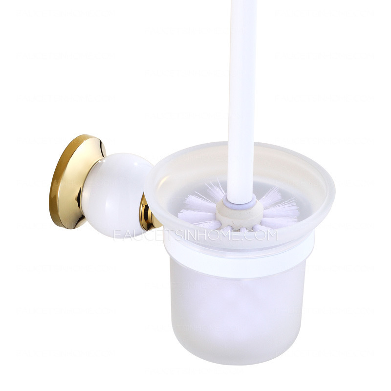 Designer White Brass Toilet Brush Holder For Bathroom