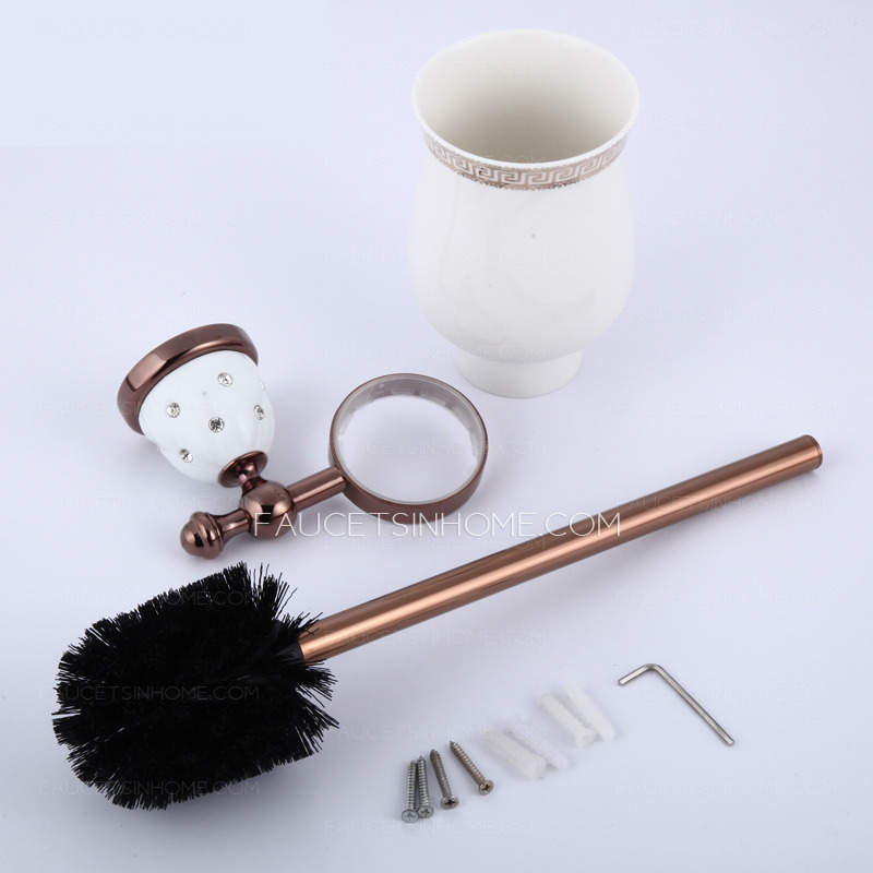 Luxury Crystal Rose Gold Toilet Brush Holder