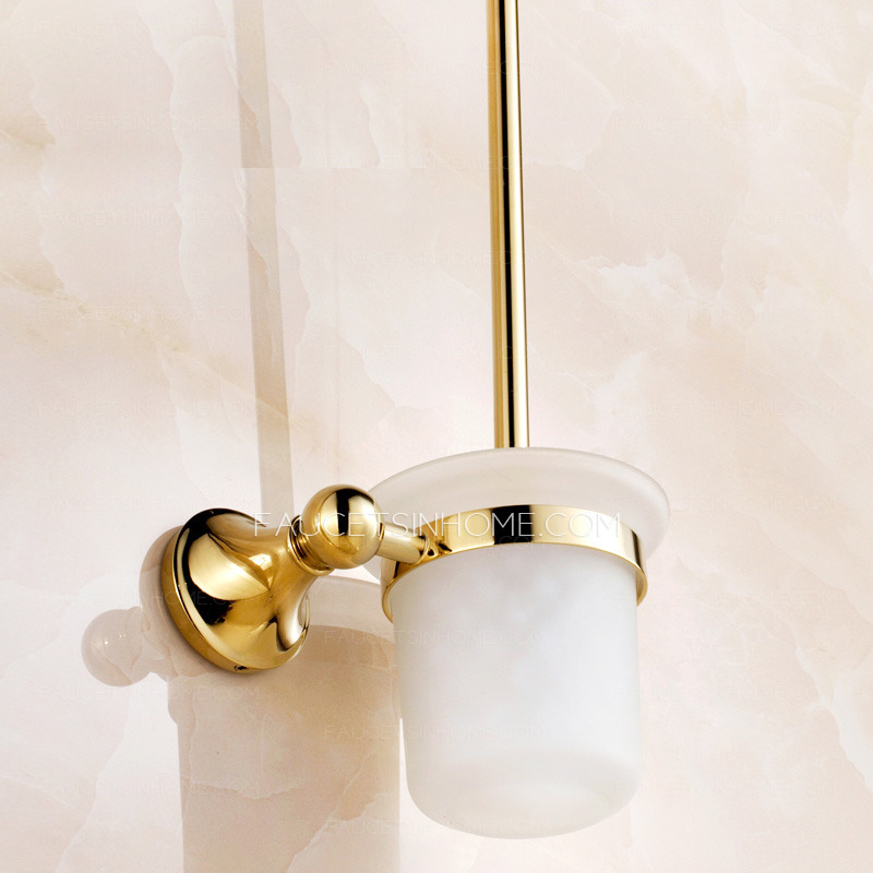 Quality Brass Glass Toilet Brush Holder For Bathroom