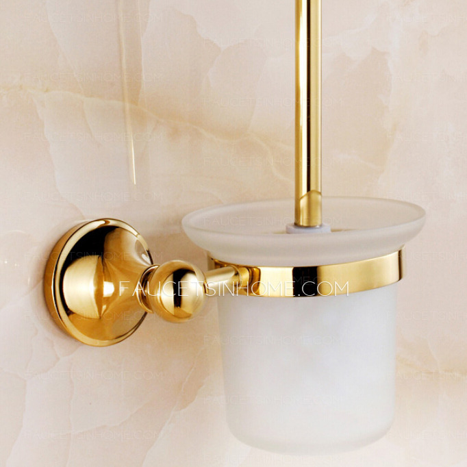 Quality Brass Glass Toilet Brush Holder For Bathroom