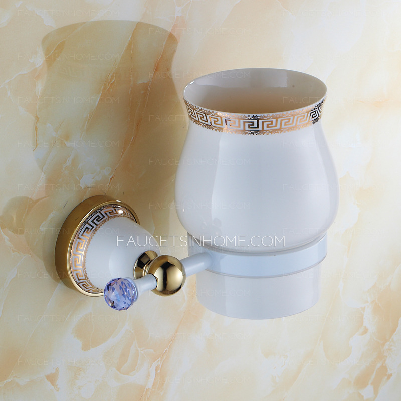 Unique White Brass Ceramic Toilet Brush Holder