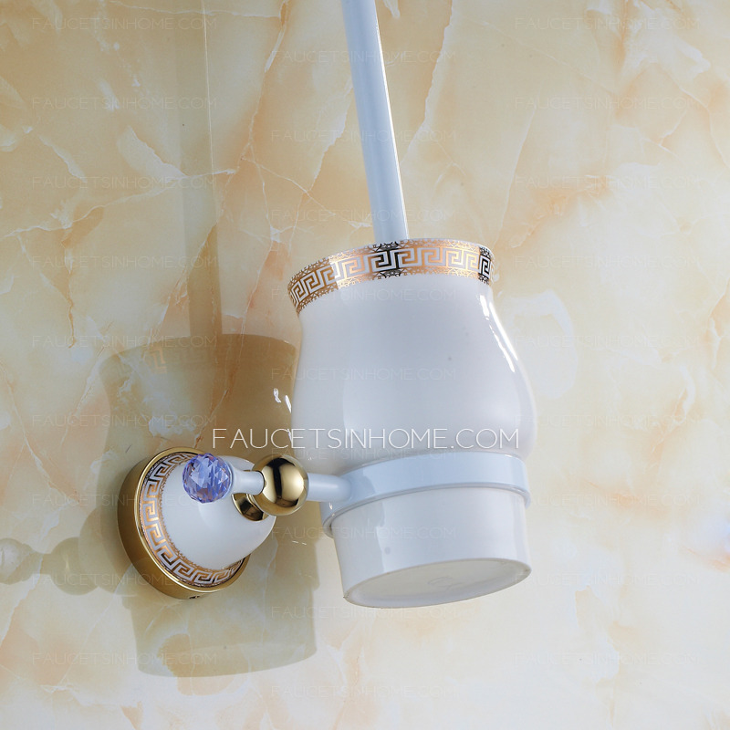 Unique White Brass Ceramic Toilet Brush Holder