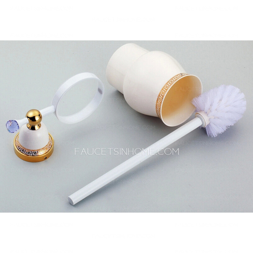 Unique White Brass Ceramic Toilet Brush Holder