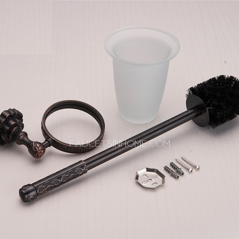 Antique Oil Rubbed Bronze Metal Toilet Brush Holder