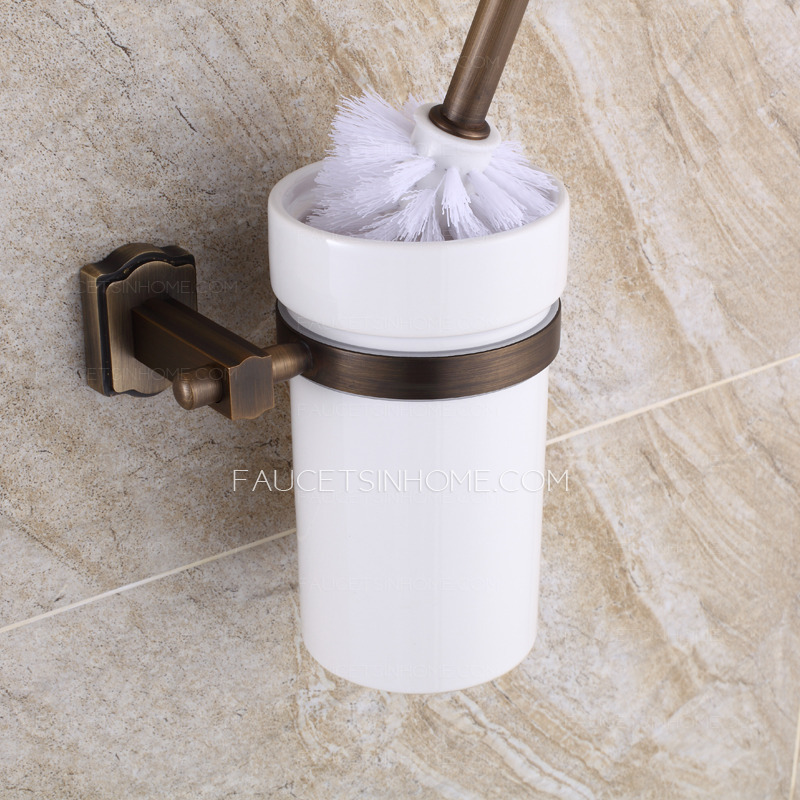 Vintage White Ceramic Bathroom Accessory Toilet Brush Holder