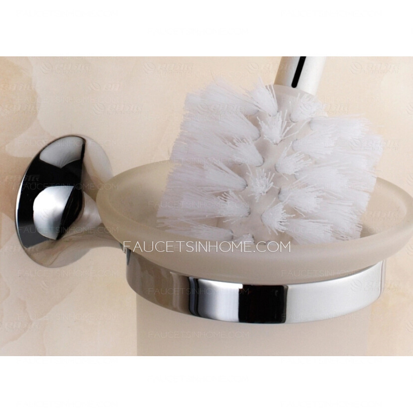 Modern Metal Glass Toilet Brush Holder Bathroom Accessory
