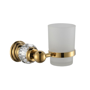 Luxury Gold Brass Crystal Single Toothbrush Holder