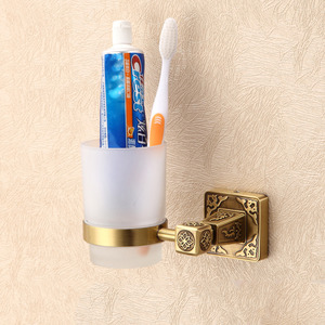 Designed Single Glass Cup Wall Mount Toothbrush Holder