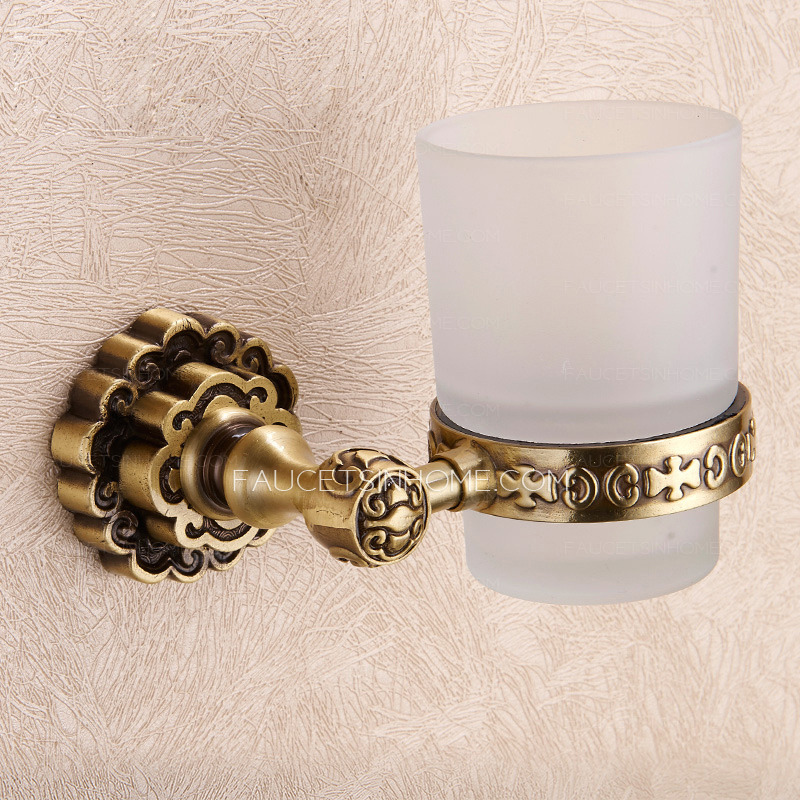 Classical Brass Single Glass Cup Bathroom Toothbrush Holder