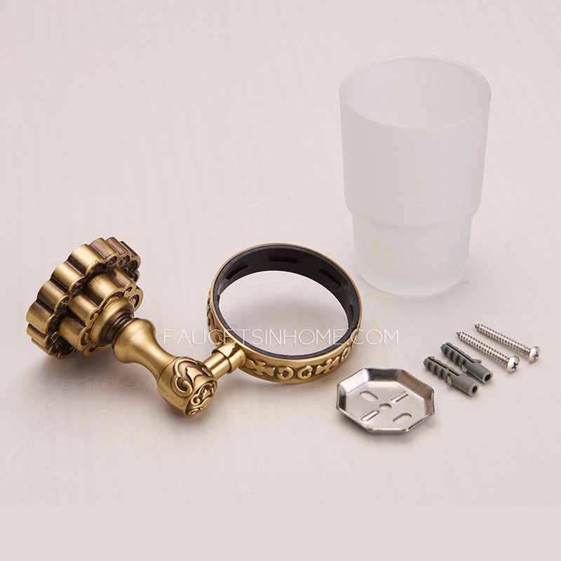 Classical Brass Single Glass Cup Bathroom Toothbrush Holder
