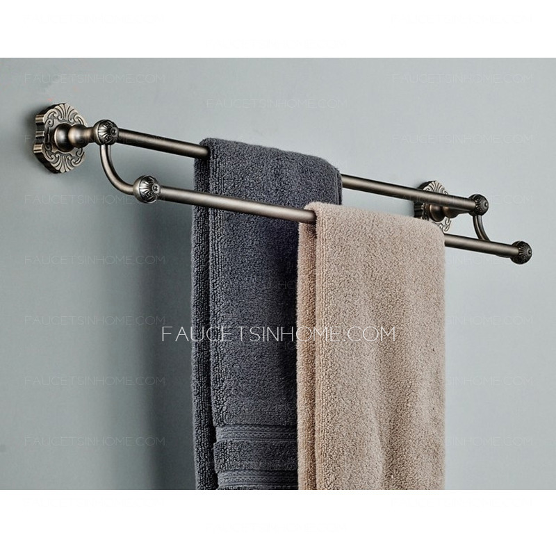 Antique Bronze Brass Double Towel Bars Bathroom