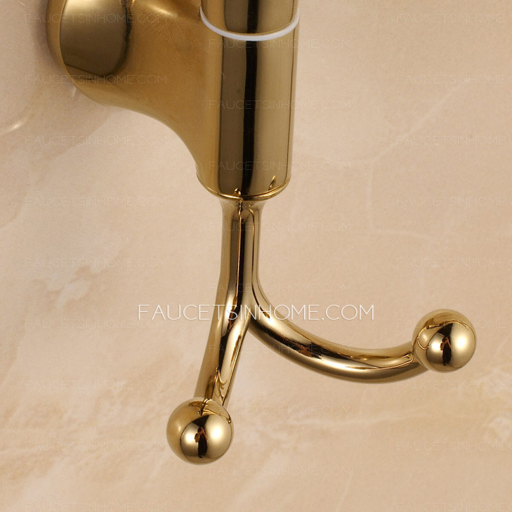 Gold Stainless Steel Three Bars Rotate Towel Bars With Robe Hook