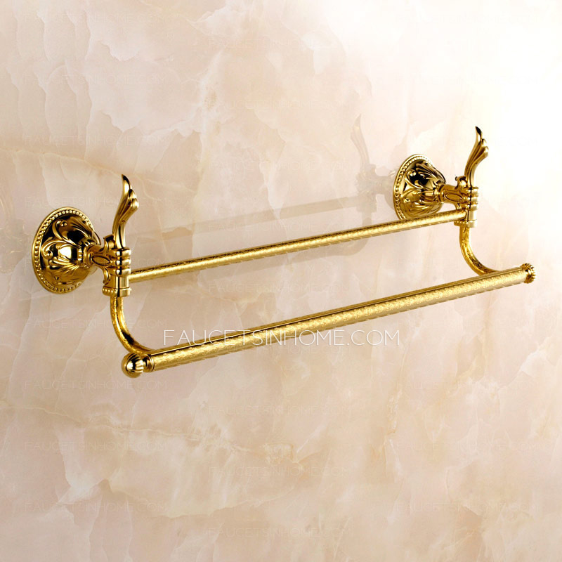 Decorative Brass Golden Towel Bars Two Bars