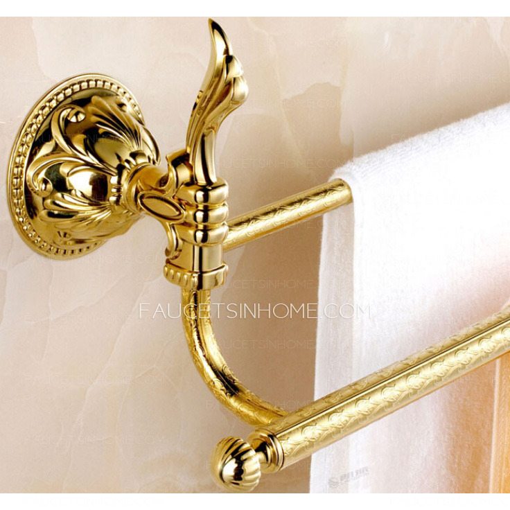 Decorative Brass Golden Towel Bars Two Bars
