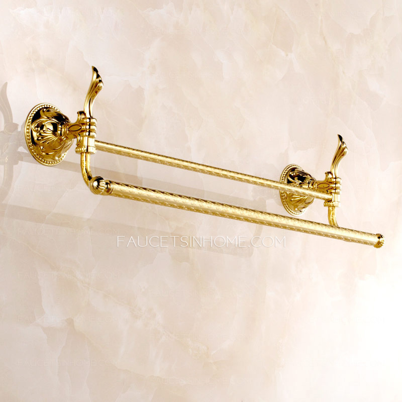 Decorative Brass Golden Towel Bars Two Bars