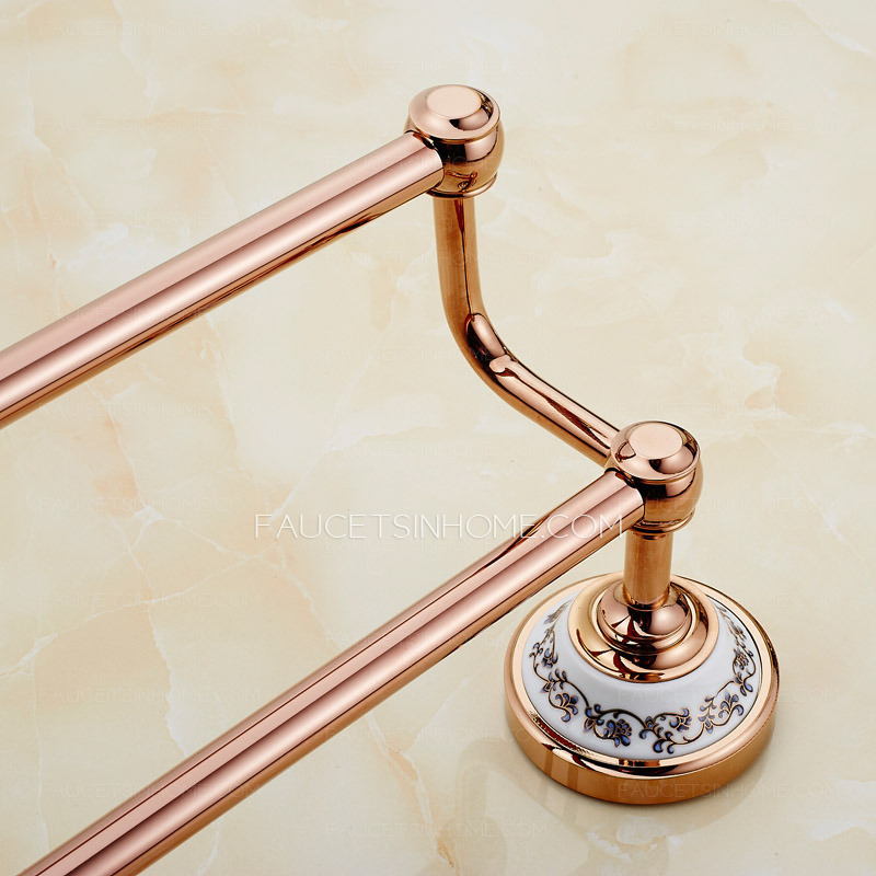 Vintage Rose Gold Ceramic Double Towel Bars