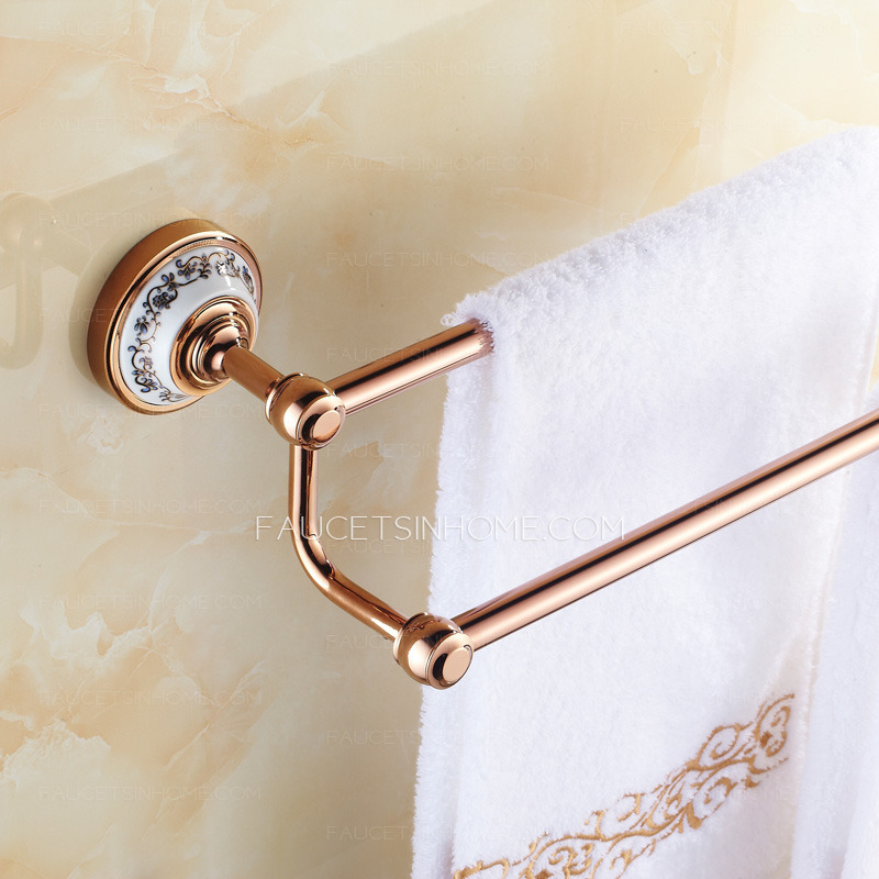 Vintage Rose Gold Ceramic Double Towel Bars