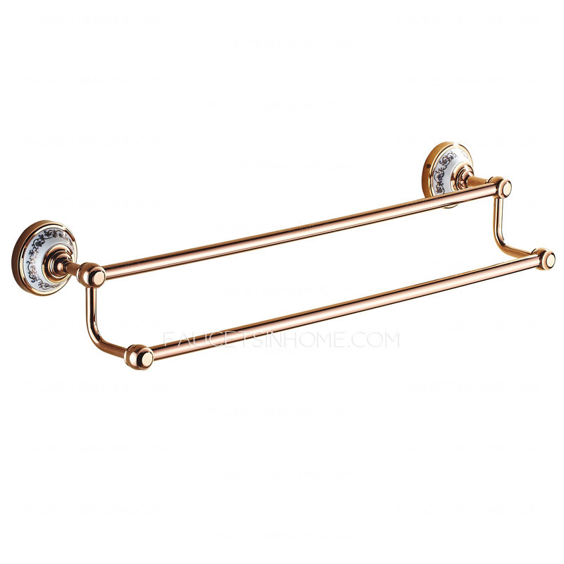 Vintage Rose Gold Ceramic Double Towel Bars