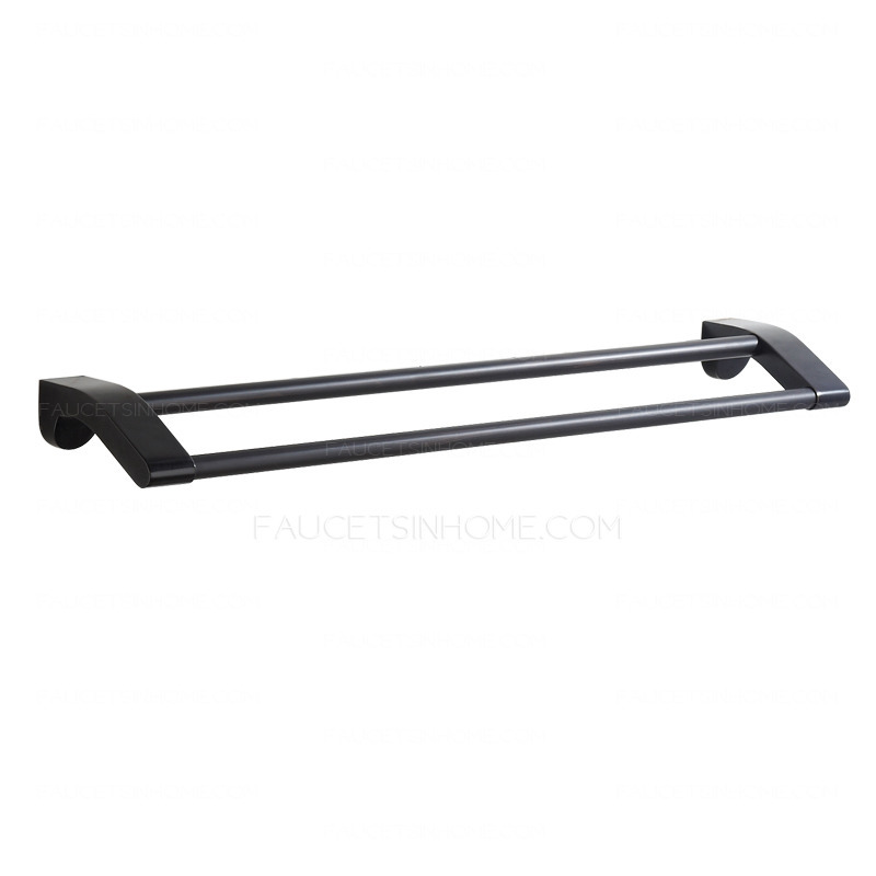 Simple Black Brushed Double Towel Bars Stainless Steel