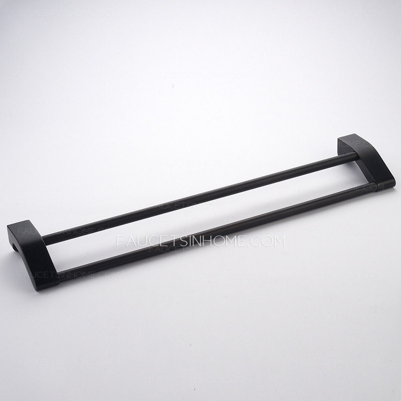 Simple Black Brushed Double Towel Bars Stainless Steel