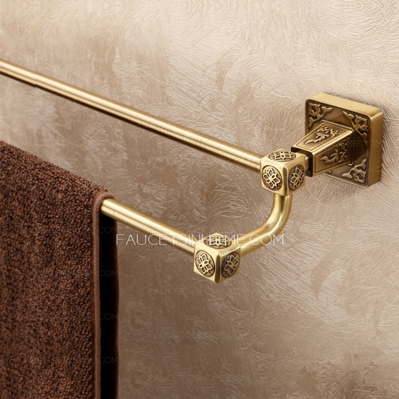 Long Antique Brass Double Towel Bars Square Shape