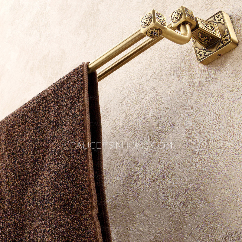 Long Antique Brass Double Towel Bars Square Shape