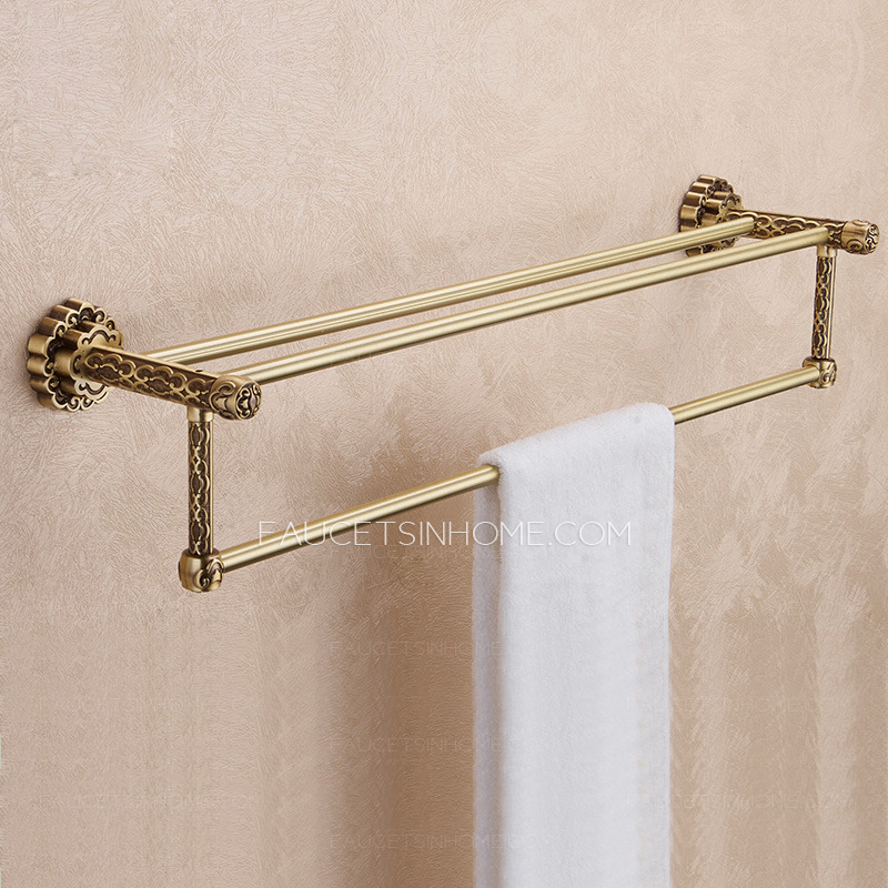 Classical Antique Brass Towel Bars With Two Bars
