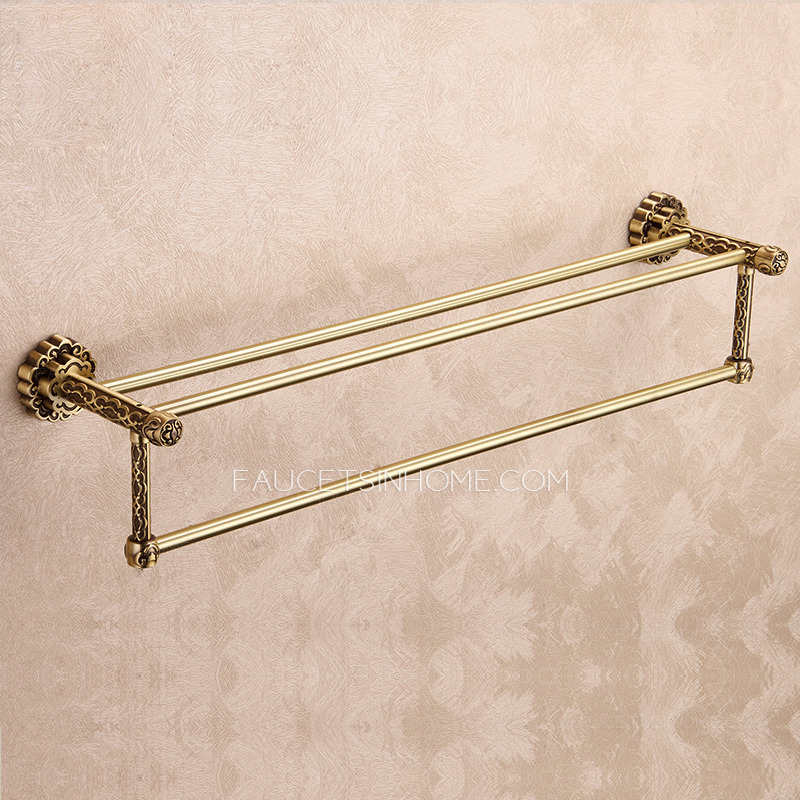 Classical Antique Brass Towel Bars With Two Bars