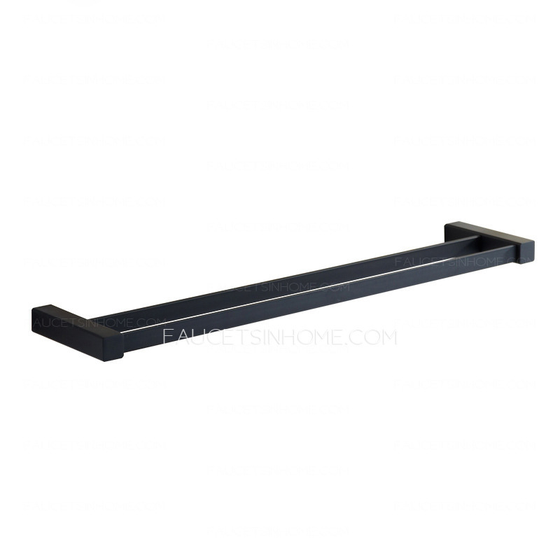 Simple Style Black Painting Double Towel Bars Bathroom