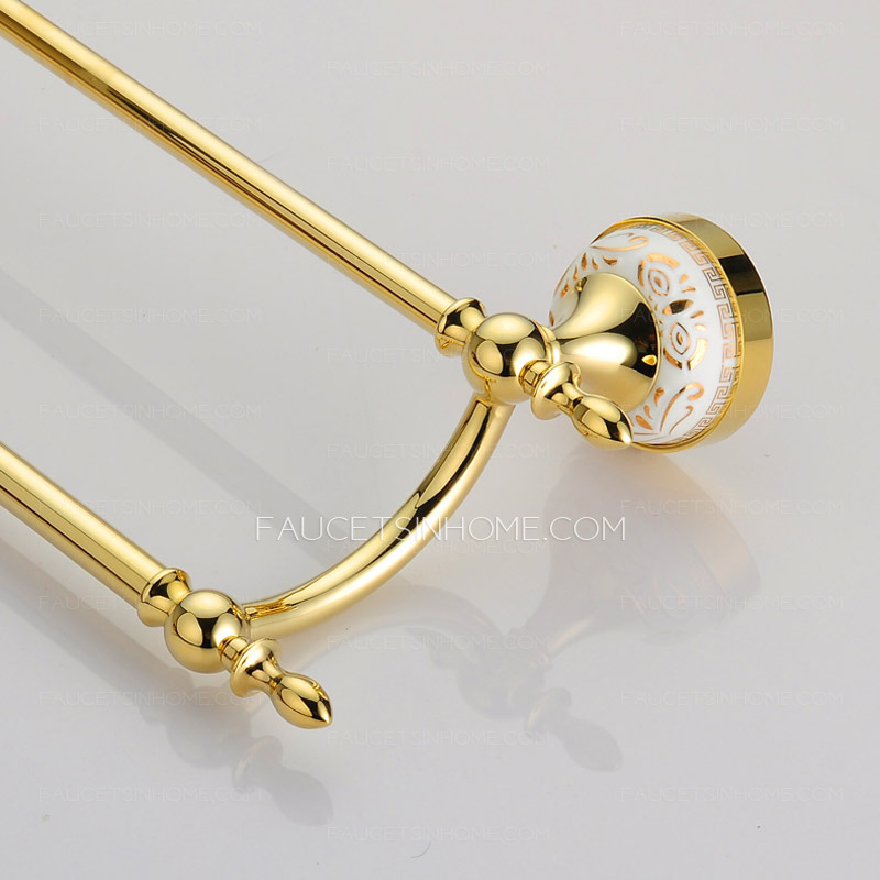 Bright Gold Brass Bathroom Accessory Double Towel Bars