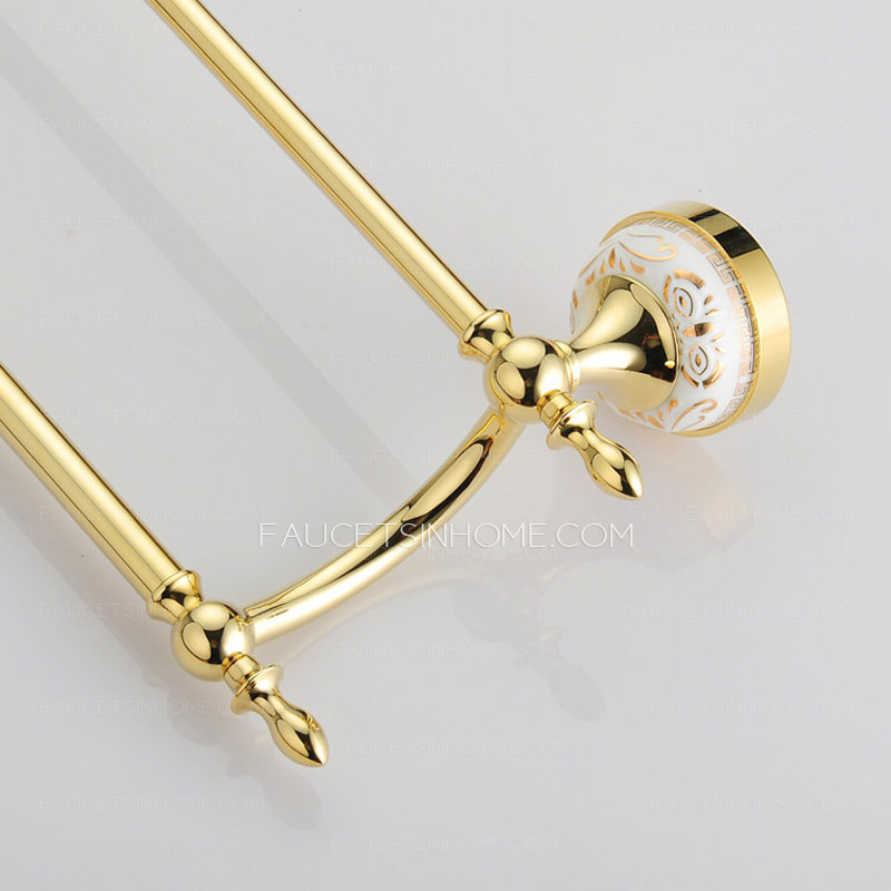 Bright Gold Brass Bathroom Accessory Double Towel Bars